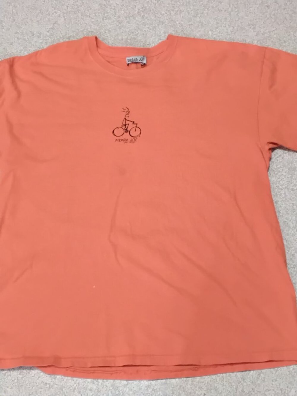 Vtg 2000s Pirana Joe San Diego Graphic Tee Orange Men's M Y2K Bicycle Fish